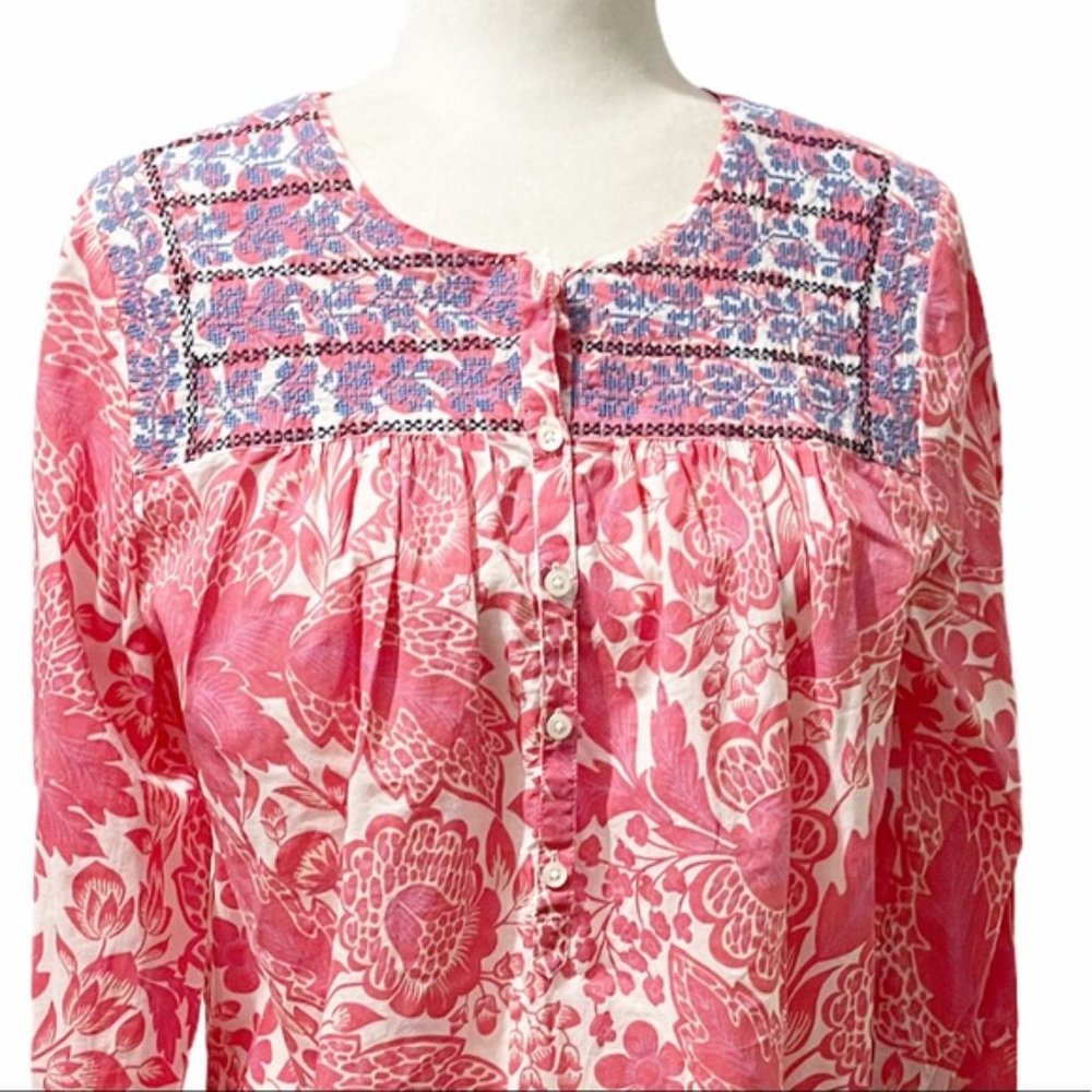 J. Crew Factory Pink Floral Embroidered Top - Picture 3 of 9